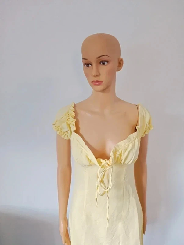 Pastel geel Street jurk T.34/XS – Corsetstijl, pofmouwen, romantische minijurk – photo 3